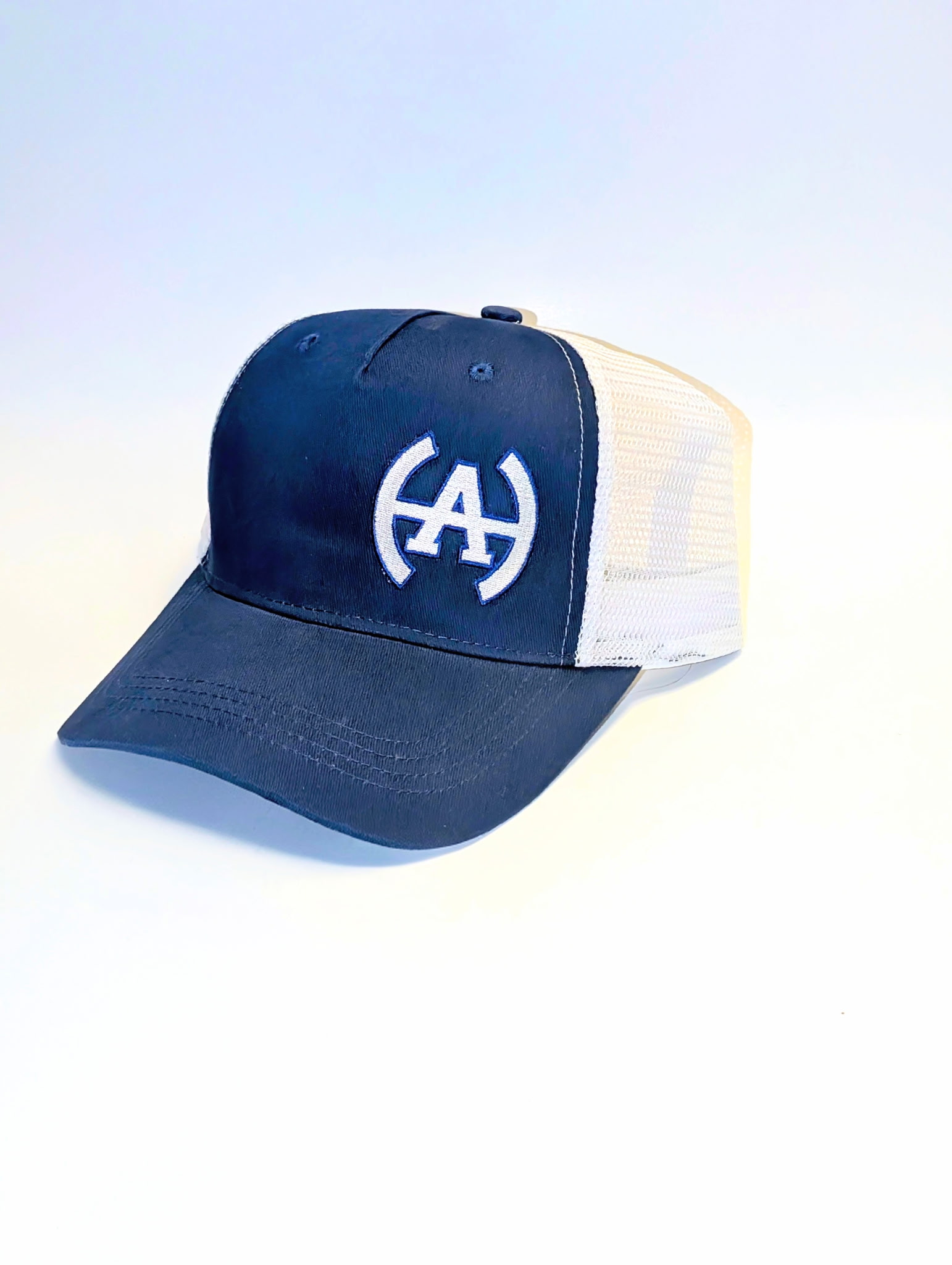 Blue Harry Ainlay ball cap with white mesh back